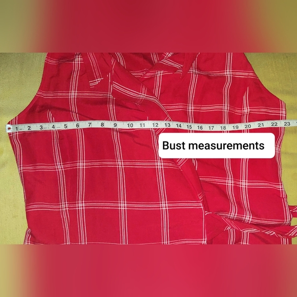 Evan Picone red linen blend wrap dress size 16 - Picture 7 of 10